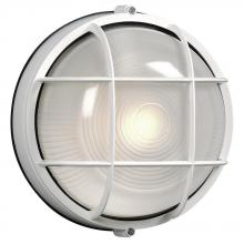  305011 WHT - Cast Aluminum Marine Light with Guard - White w/ Frosted Glass